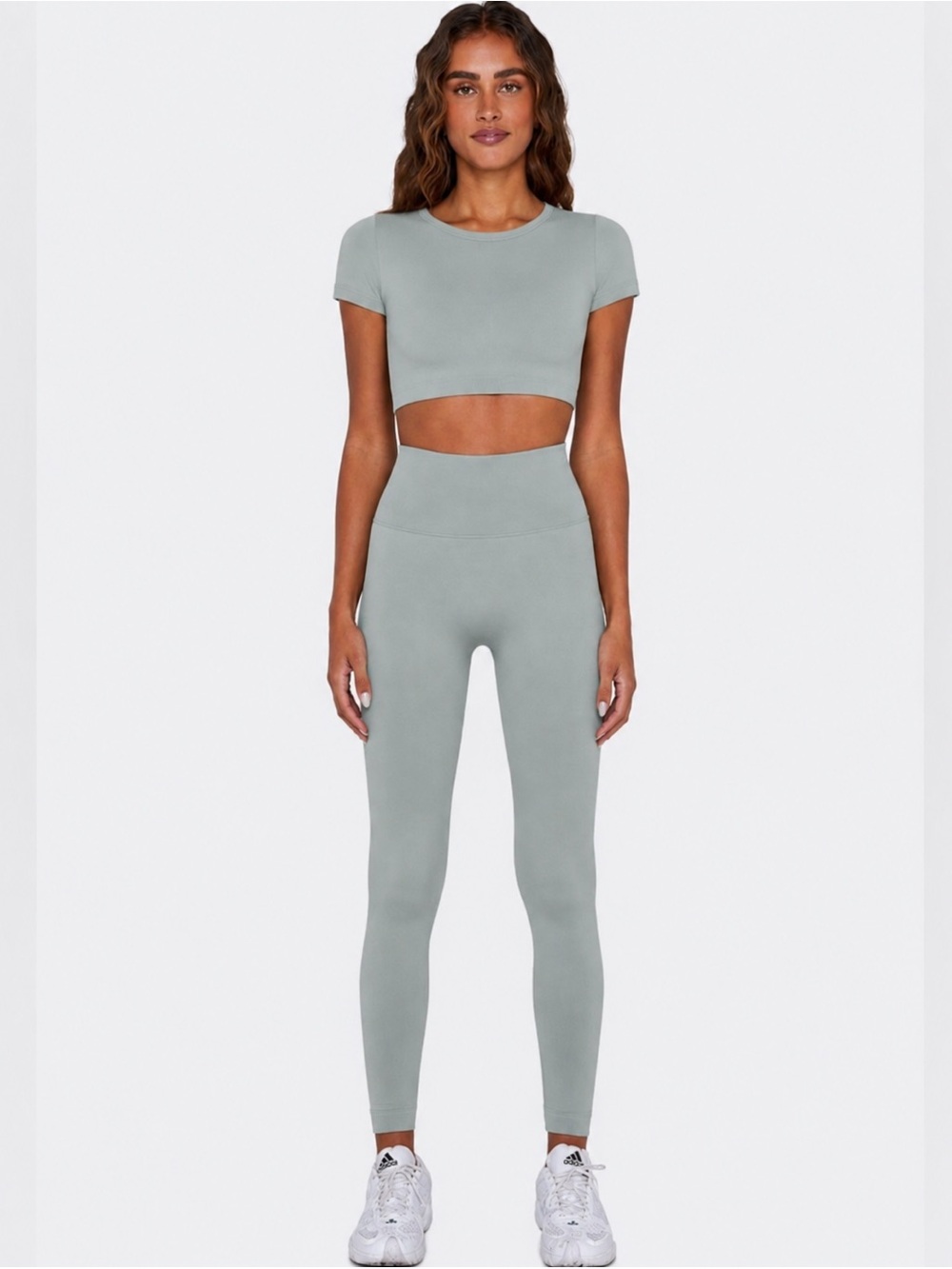 SET Active Light Sage Seamless Crop Top & High-Waist Leggings Set